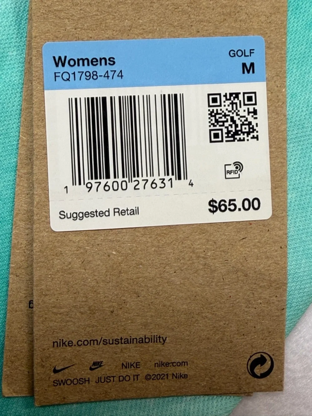 Nike Golf Women's Teal Short-Sleeve Button-Down Polo with Black Swoosh Size M - Picture 7 of 14